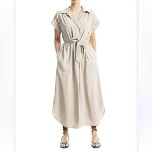 Max Studio Light Beige Maxi  linen Dress